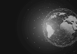 Machine Learning Blog Feature Image - A dark photo of the earth with small connected dots laid over top to show the interconnectedness of today's world and the abundance of data now available to marketing professionals