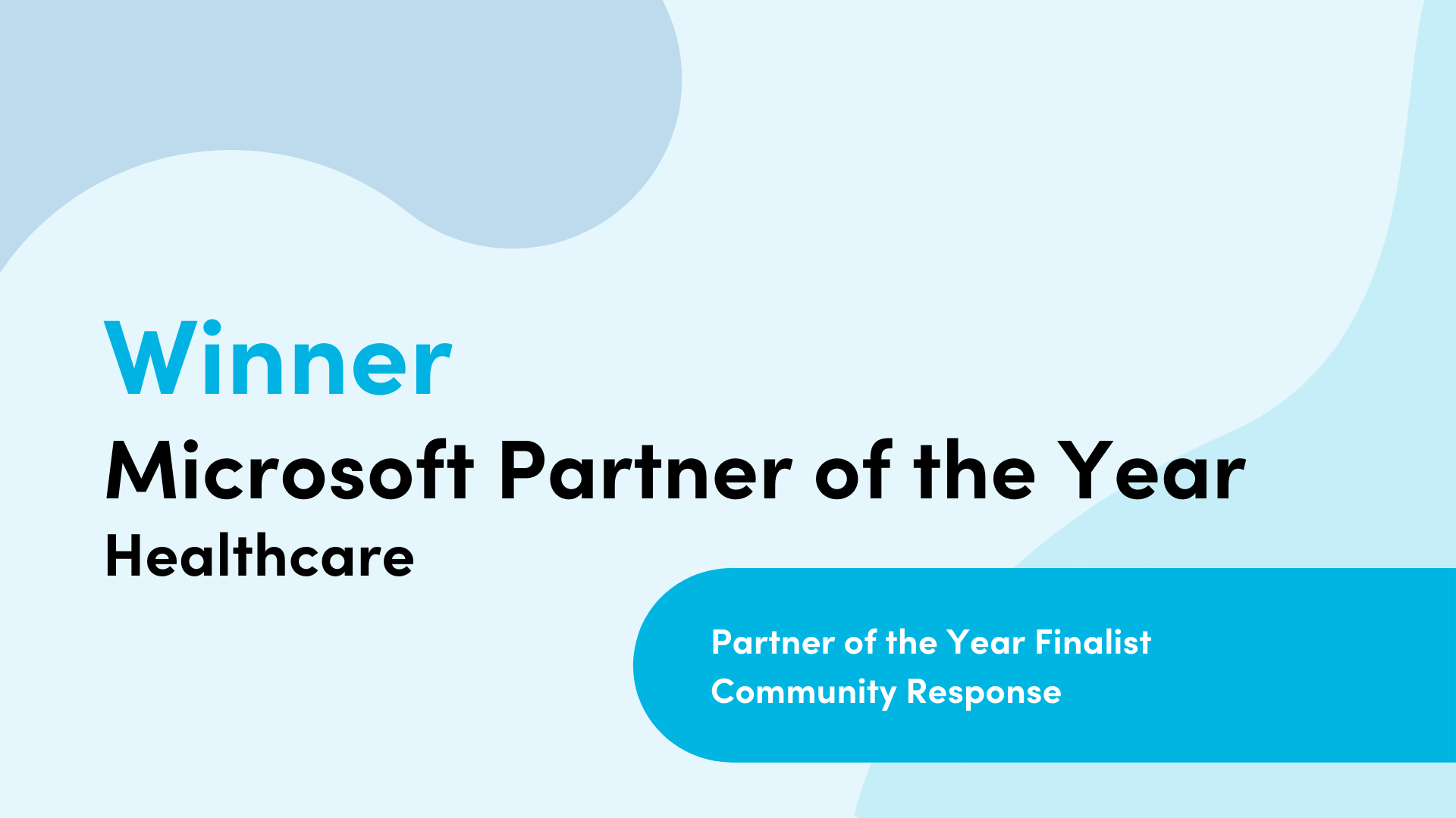 Image that reads 'Winner Microsoft Partner of the Year Healthcare'