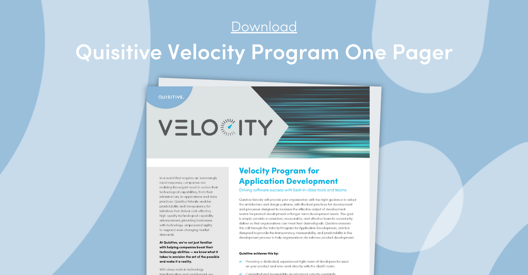 Quisitive Velocity Program One Pager Feature Image