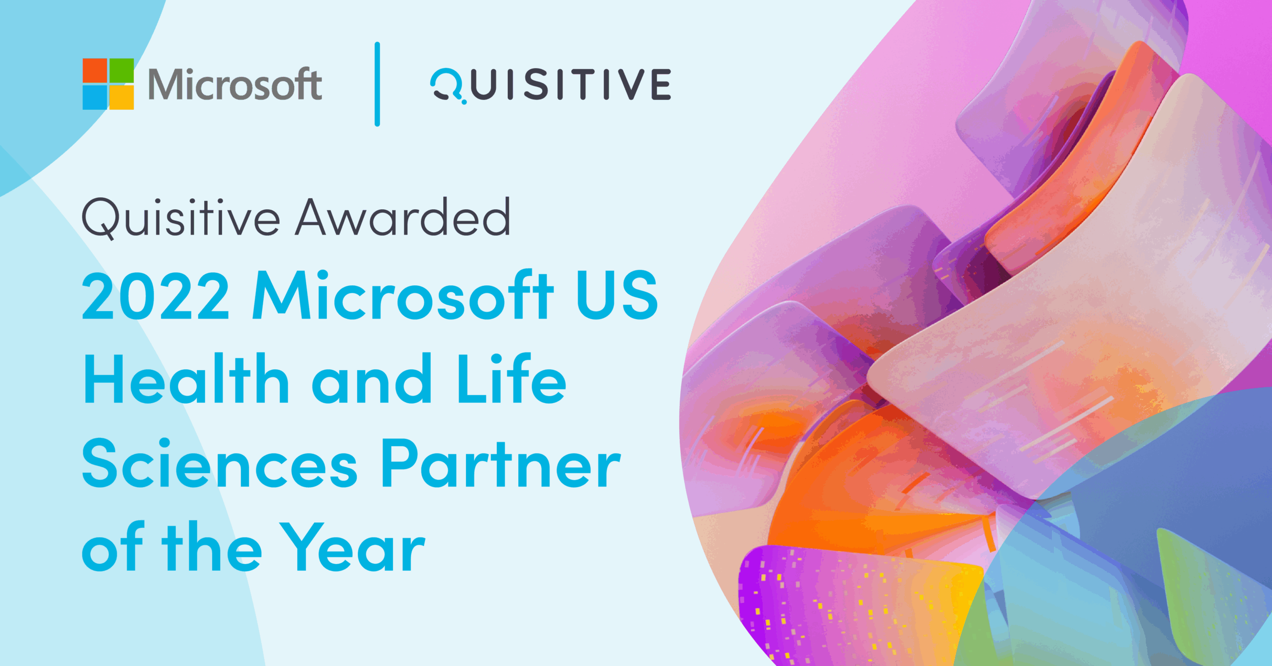 colorful abstract image with text that reads 2022 Microsoft US Health and Life Sciences Partner of the Year