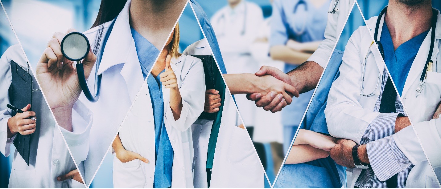 Data Silos in Healthcare Blog image: a group of doctors stand together wearing lab coats and crossing their arms