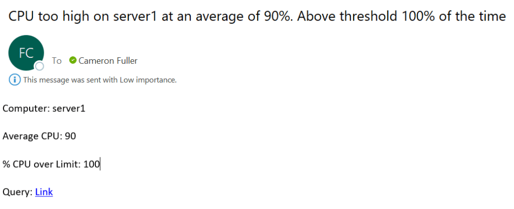 Figure 1: Simplified email alert