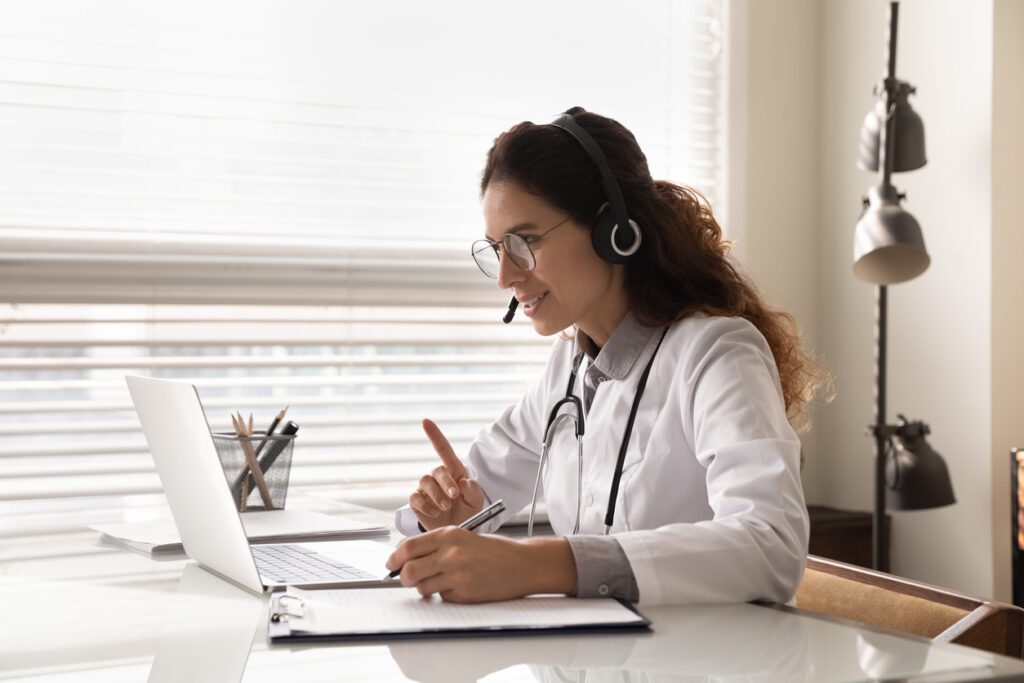 Doctor on a digital call with her patients.