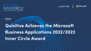 image reads Quisitive Achieves the Microsoft Business Appplications 2022/2023 Inner Circle Award
