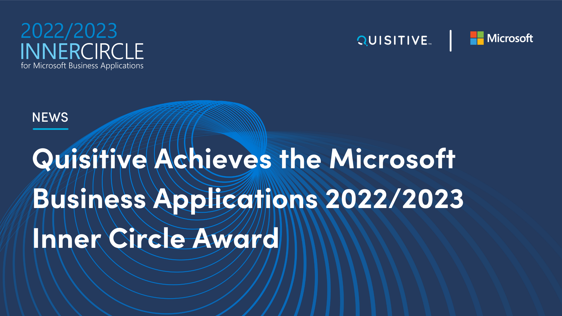 image reads Quisitive Achieves the Microsoft Business Appplications 2022/2023 Inner Circle Award