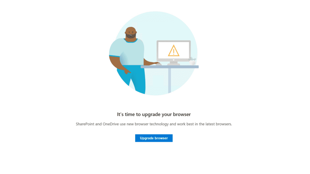 Internet Explorer 11 Hard Block - new notification image with only one option: upgrade browser