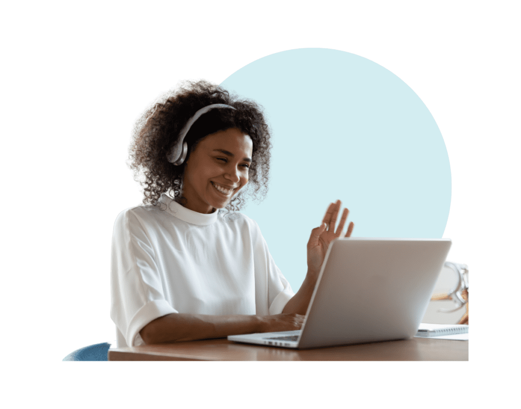 Data Analytics Consulting, a black woman joins her monthly call with her client to provide recommendations on data, data managed services