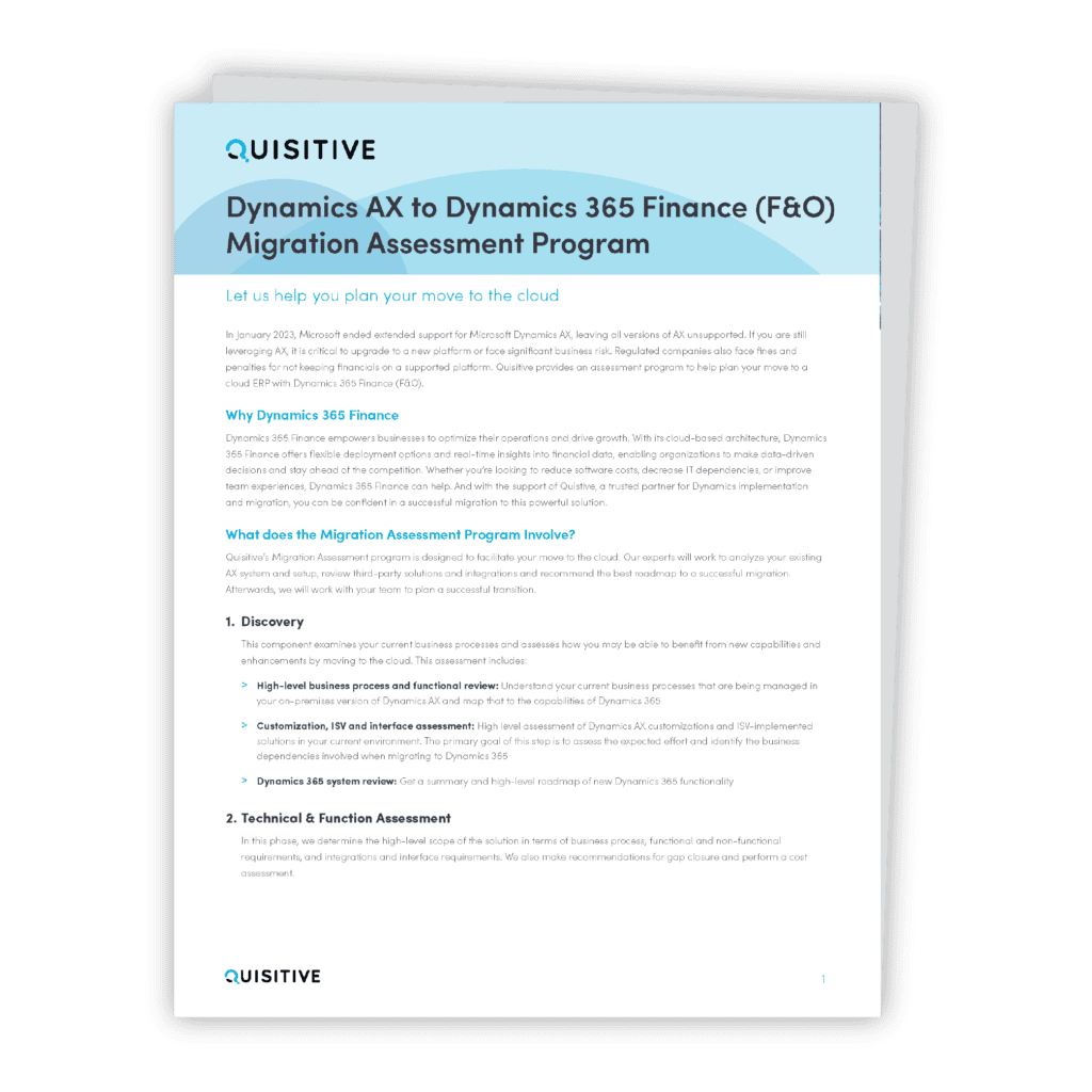 AX to D365 Finance Migration Assessment Solution Sheet Preview