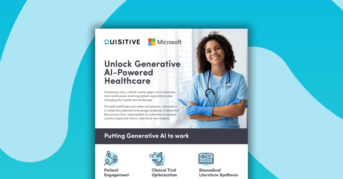 Generative AI for Healthcare Infographic Feature Image - Shows a preview of the infographic PDF, image of a black female doctor is smiling on the cover