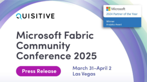 Image that reads 'Microsoft Fabric Community Conference 2025 Press Release' on a purple abstract design background