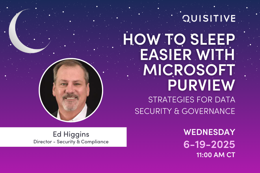Feature Image Microsoft Purview Governance Strategies Webinar - Sleep Easier with Microsoft Purview, speaker: Ed Higgins