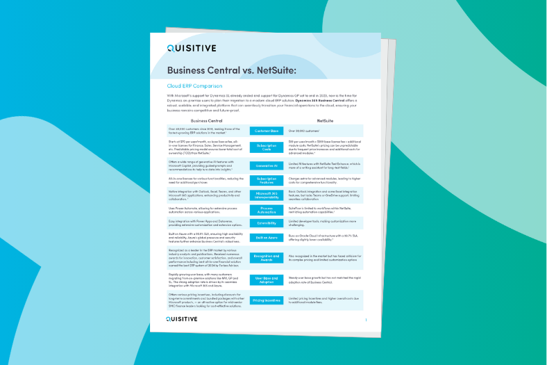 Preview Image Compare ERP Systems Business Central vs Netsuite