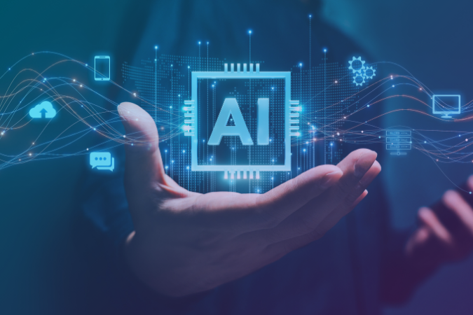 Blog Feature Image - 5 Reasons Managed AI Services Are on the Rise - Holding AI in the palm of a human hand, showing care and attention to AI workloads