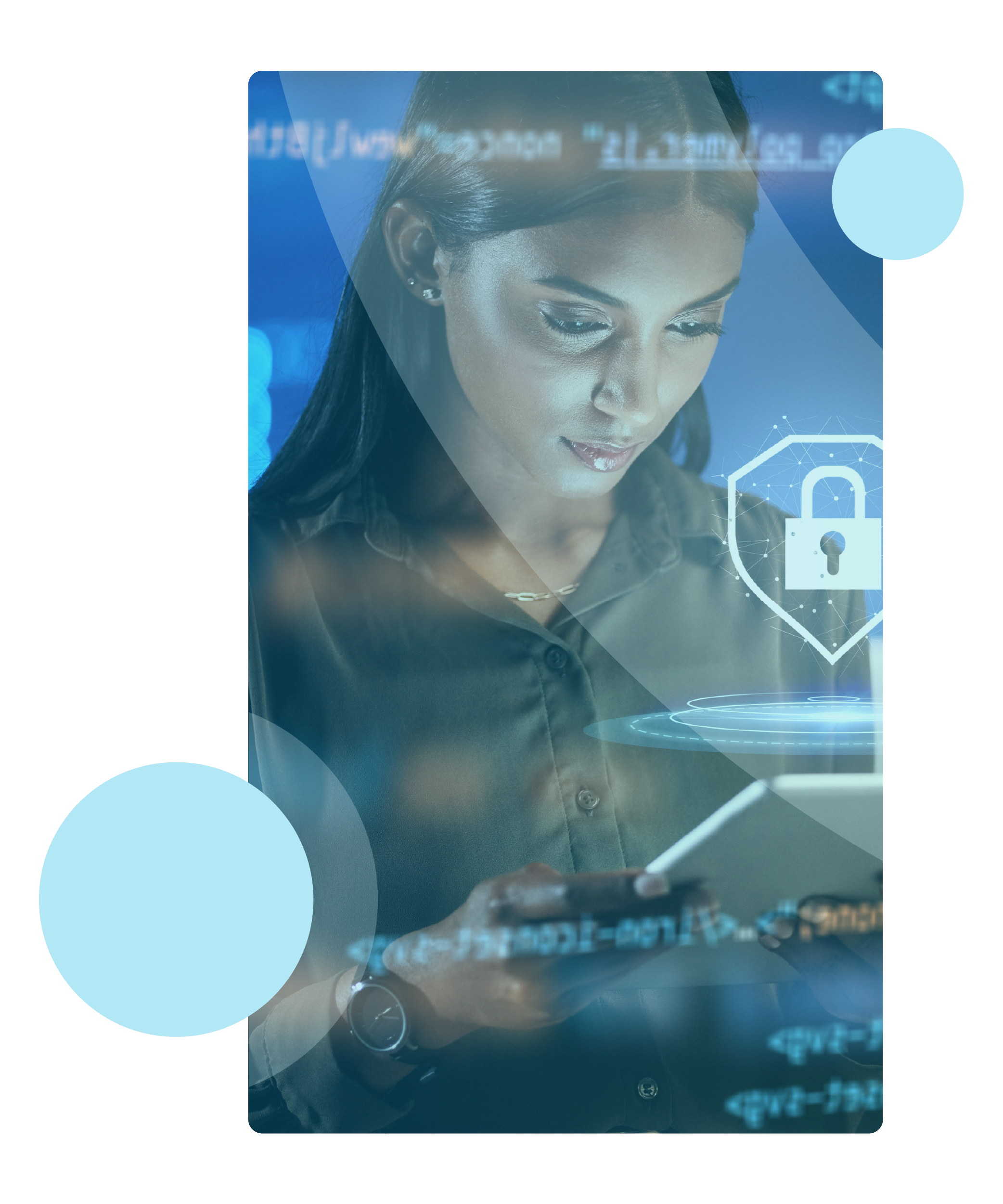 Hero Spyglass IT Security Management Services - Woman looking a screen and checking security dashboards