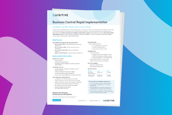 Preview Image Business Central Rapid Implementation Solution Sheet