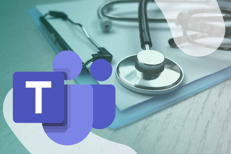 Blog Feature Image - Is Microsoft Teams HIPAA Compliant A Comprehensive Guide. Teams logo overlaid on an image of a stethoscope