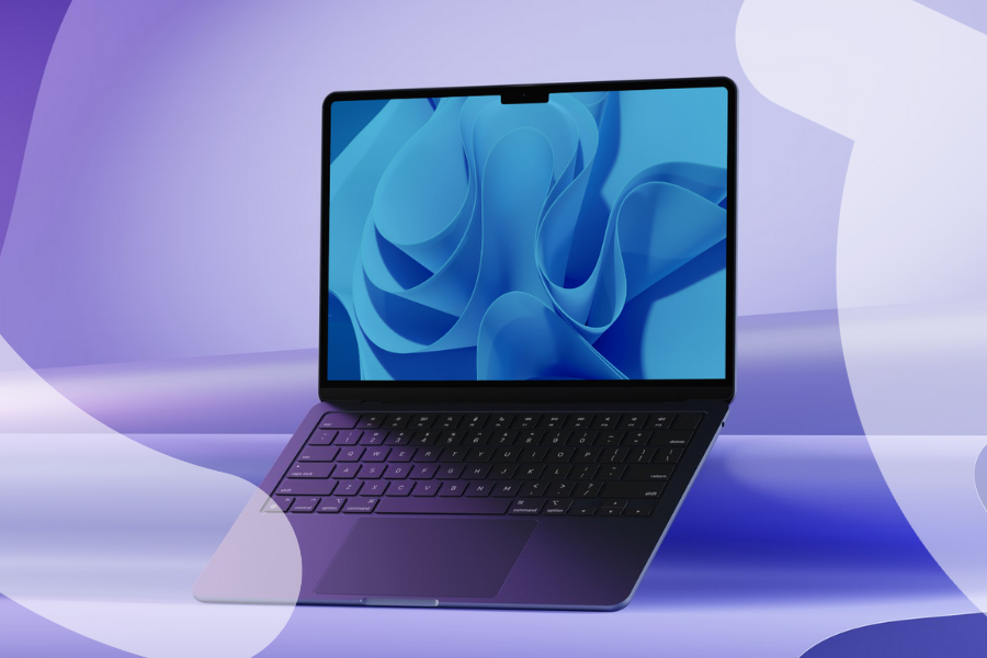 Blog feature image for Upgrading Windows PCs from Windows 10 to Windows 11 with Intune - laptop with blue microsoft style 3D pattern