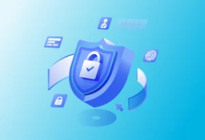 Graphic of a lock icon surrounded by elements of cybersecurity such as user icon, access icons, governance icons, etc. Feature Image: What is MDR and do you need it?