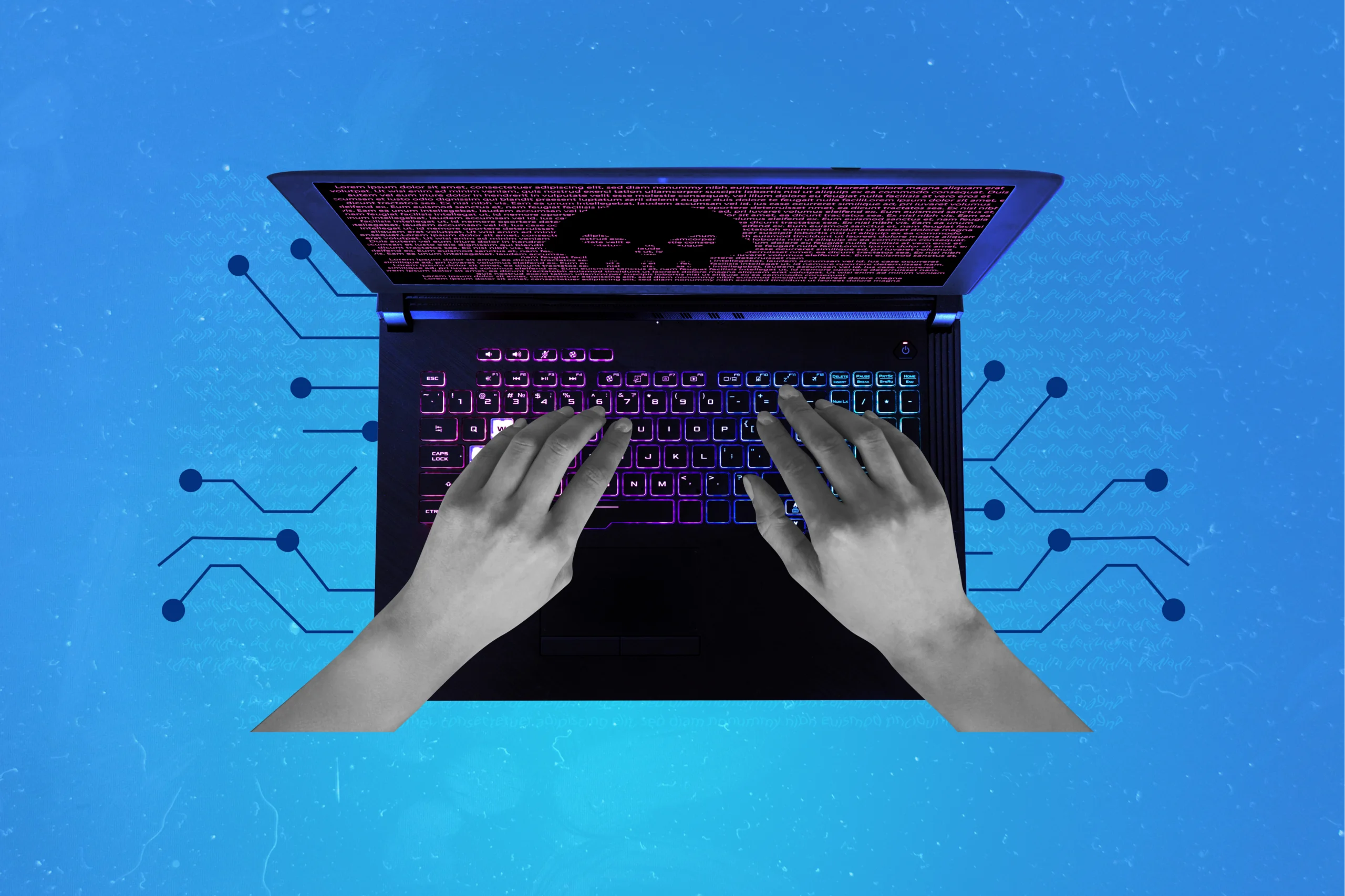 Graphic hands on a laptop, laptop screen shows an evil emoji to represent bad actors and cyber threats. Blog feature image - Five Eyes alliance warning on AI security risk and the compressed cyber-attack timeline.